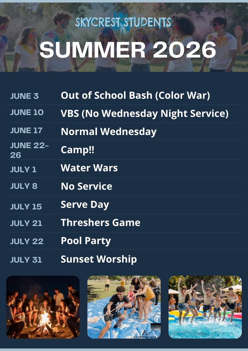 Skycrest Youth 2025 Spring Schedule